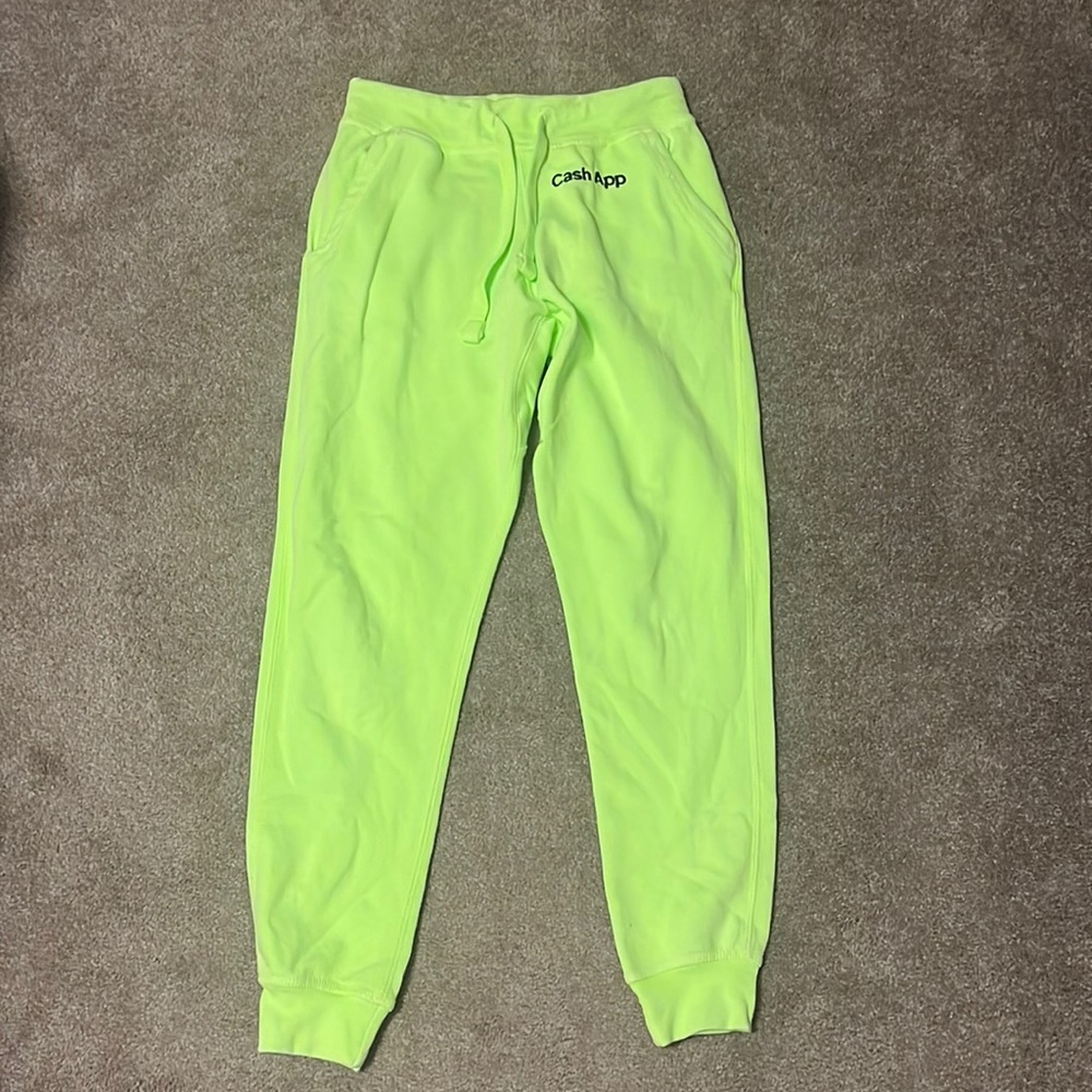 Cash App highlighter yellow sweatpants